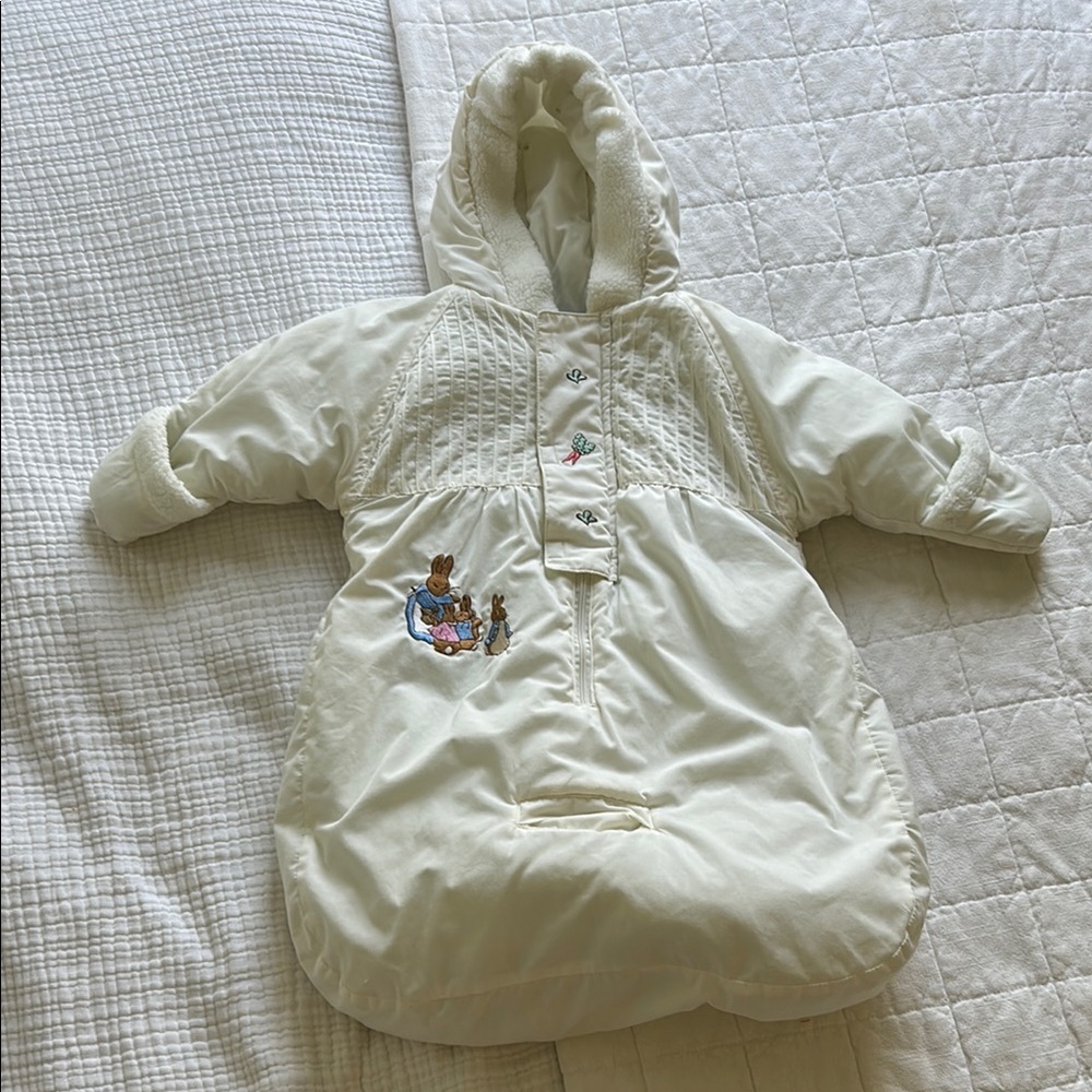 Cream Hooded Baby Bunting